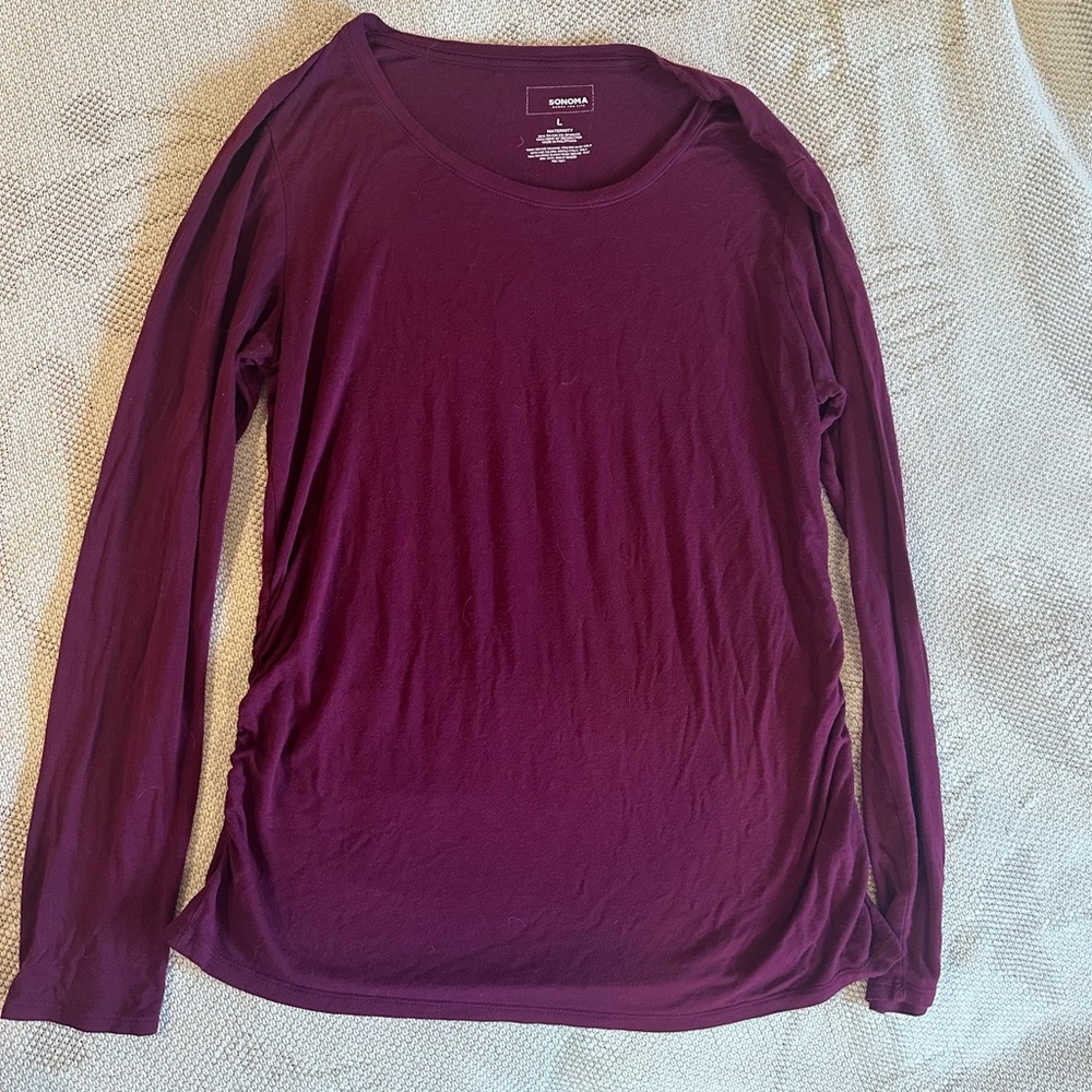 Maternity Sonoma Long Sleeve Scoop Neck Top - Plum